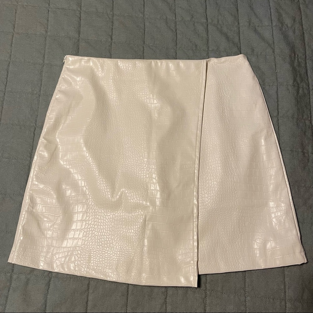 Faux Leather Croc Mini Skirt